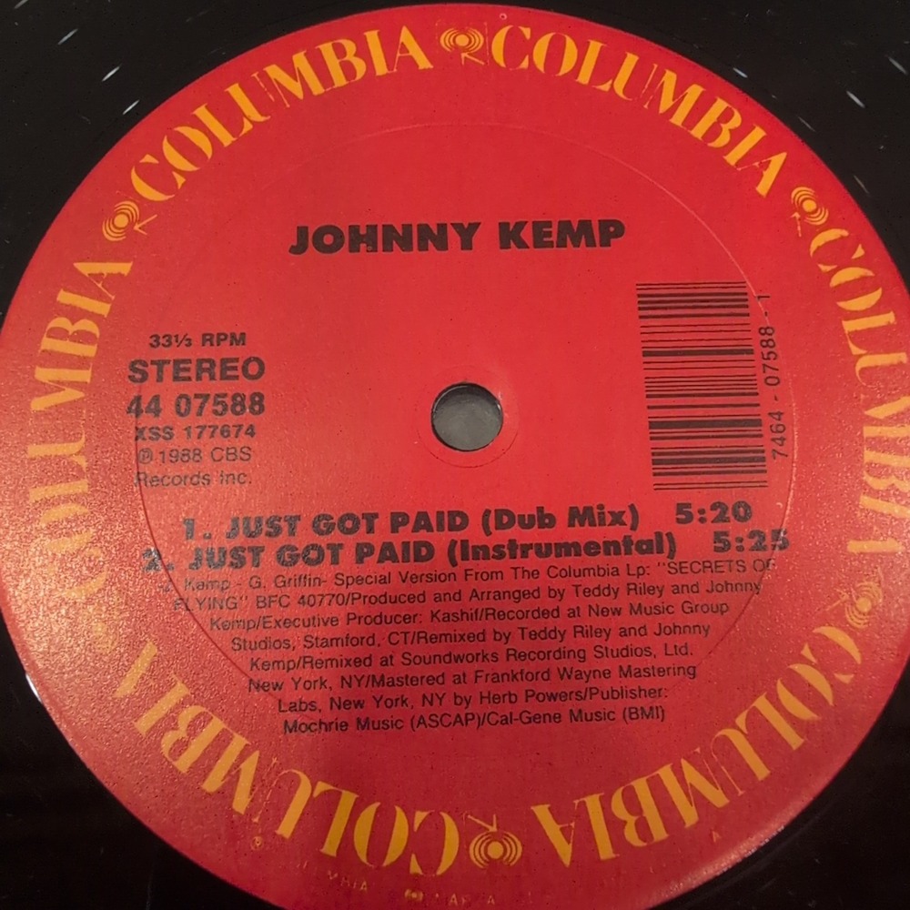 Johnny Kemp Just Got Paid 12" Vinyl Single 1988 Columbia 44 07588 New Jack Swing - Picture 6 of 6